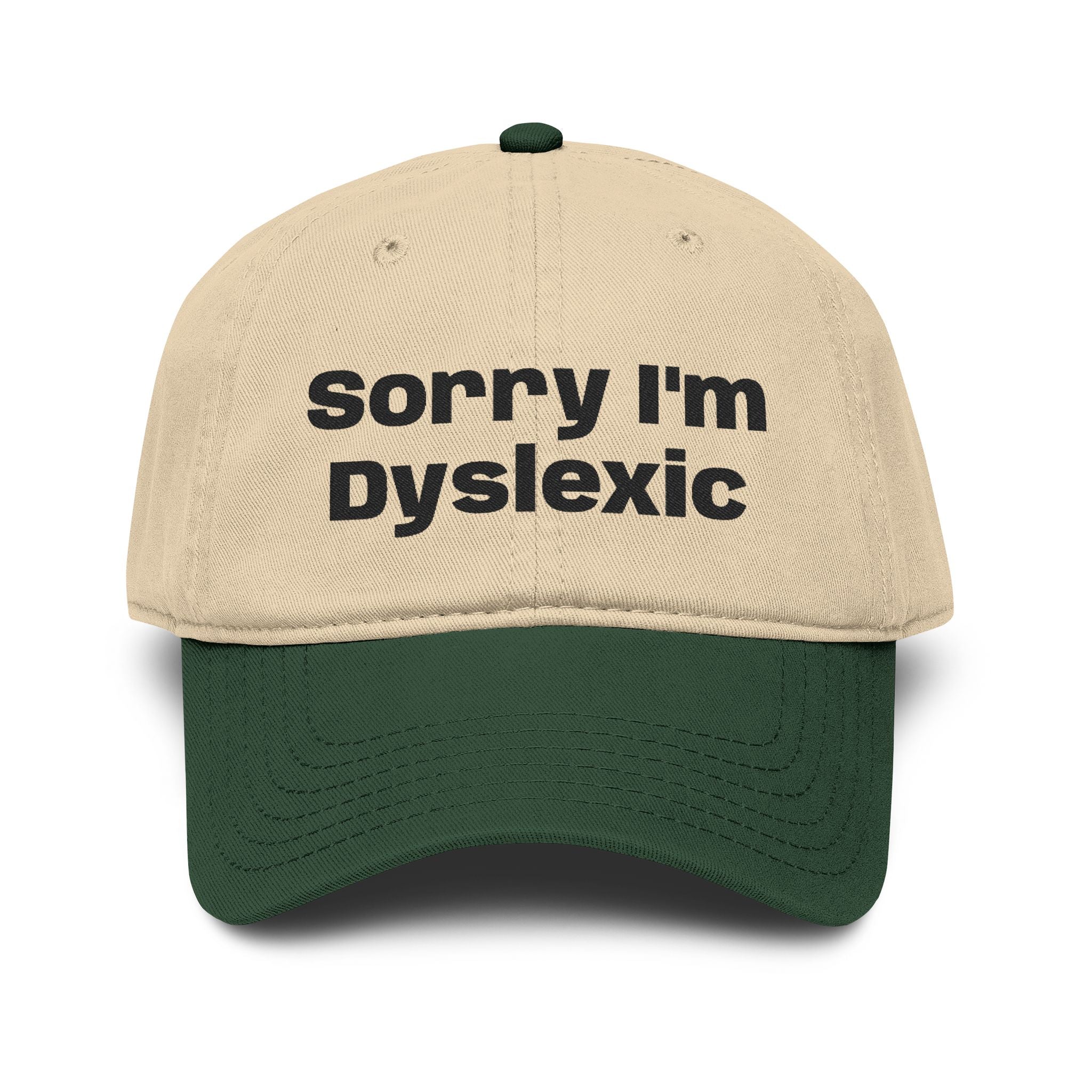 Sorry I'm Dyslexic Washed Baseball Cap — Casual Cotton Dad Hat for Awareness & Humor